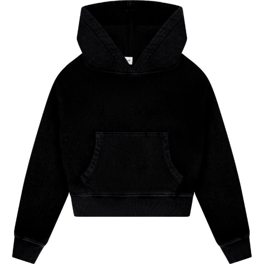 Tenly Cotton Fleece Cropped Kangaroo Pocket Hoodie