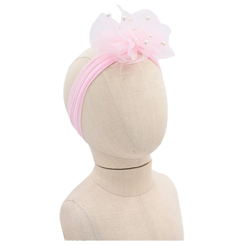 Multicolored Tulle Pearl Ribbon Headband