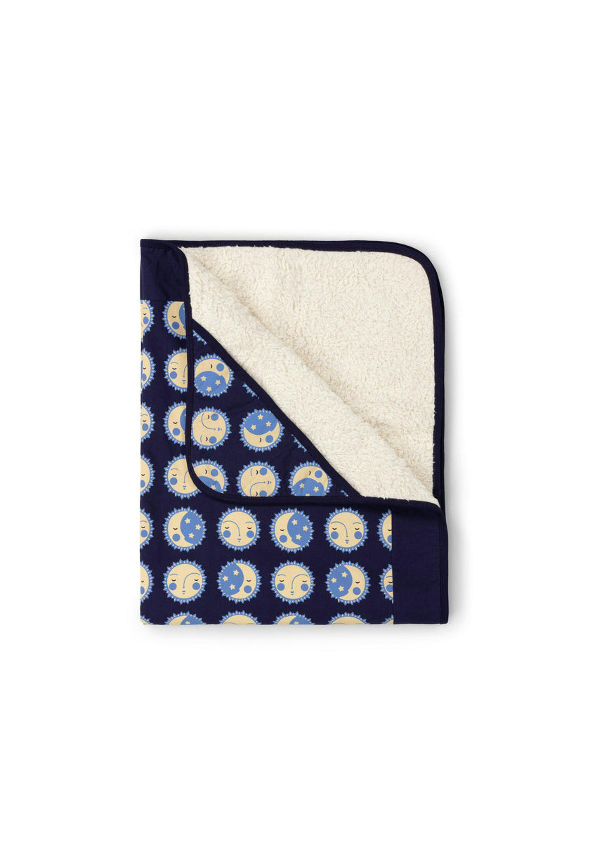 Sun Folk Sherpa Hooded Organic Baby Blanket, Blue
