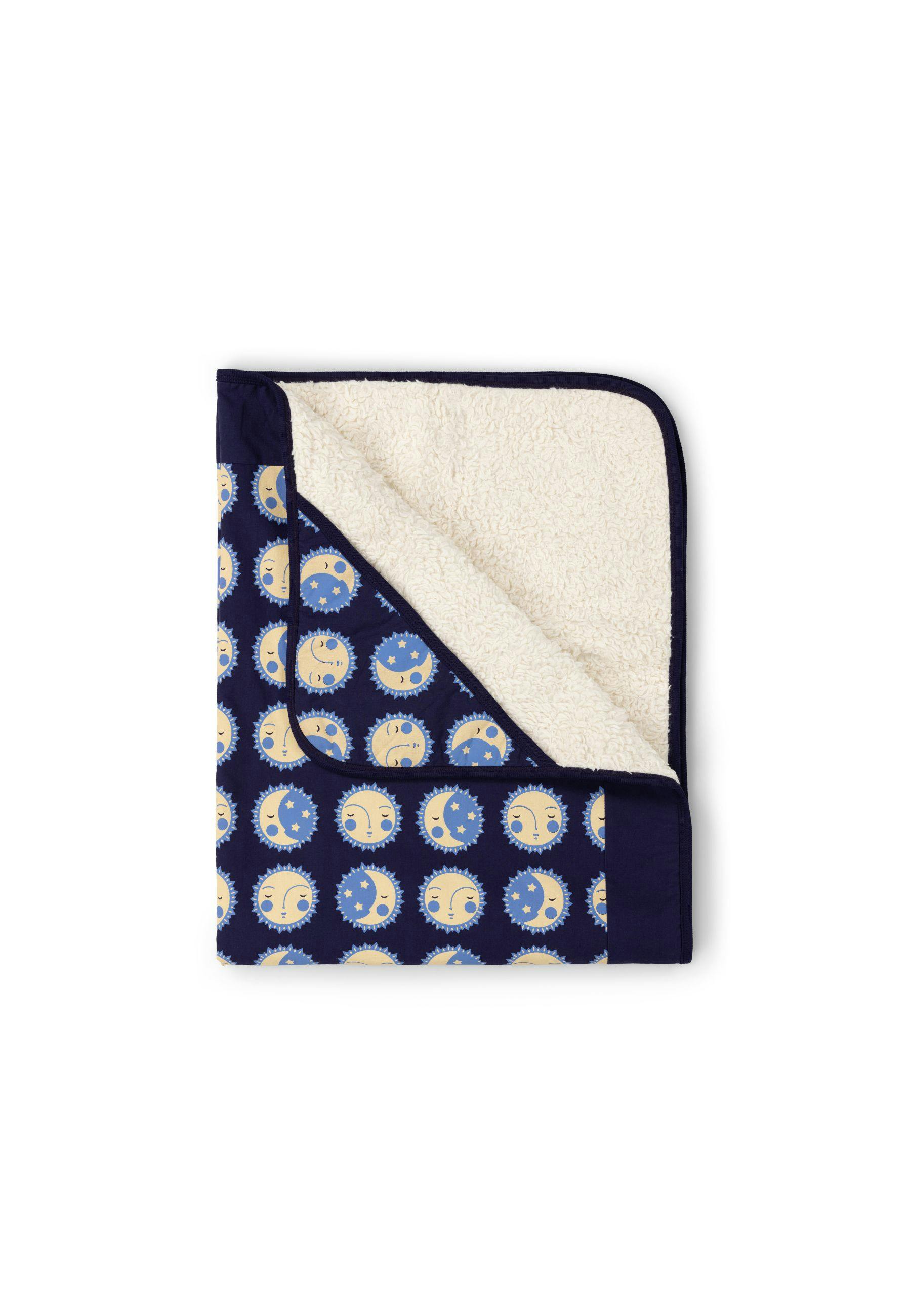 Sun Folk Sherpa Hooded Organic Baby Blanket, Blue