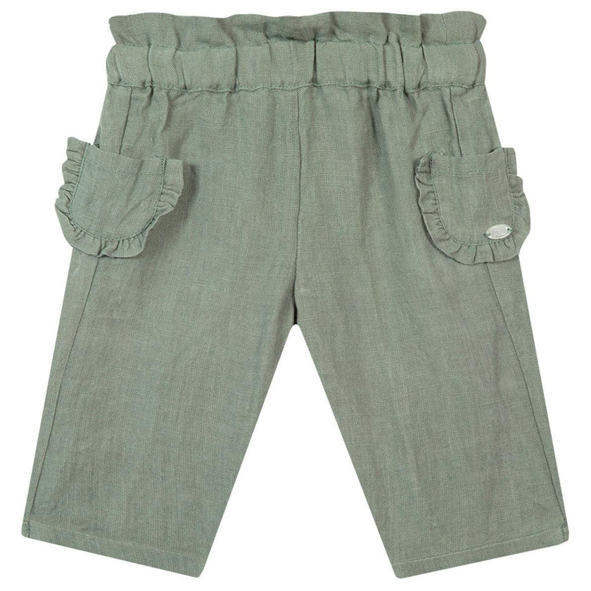 Frilly Pockets Linen Baby Pants
