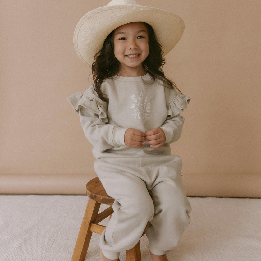 Organic Fleece Ruffle Sleeve Sweatshirt