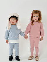 Embroidered Cotton Leggings Blue
