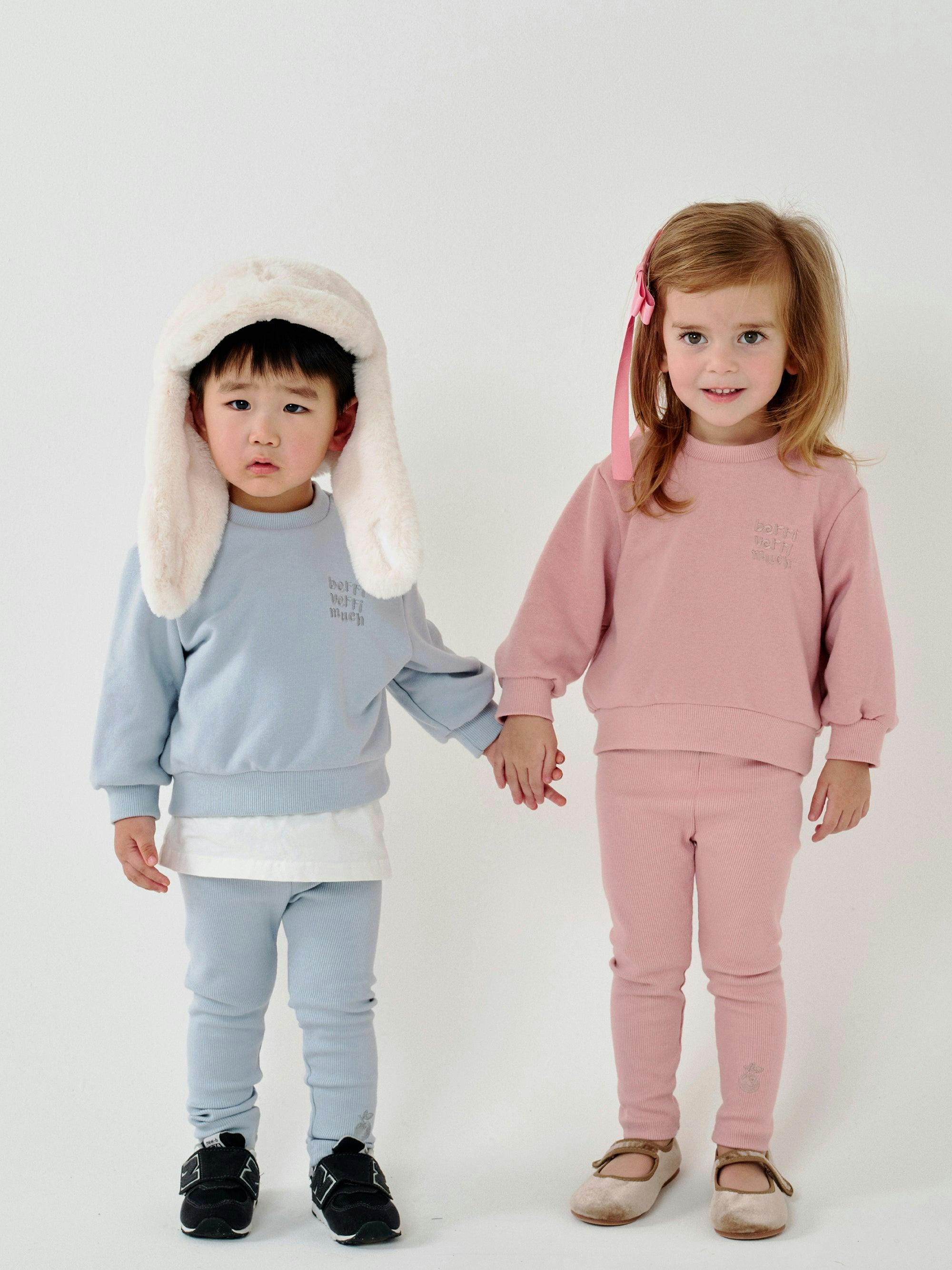 Embroidered Cotton Leggings Blue