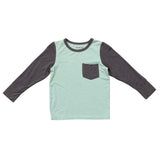 Boys Long Sleeve Colorblock Pocket Shirt in Tornado Gray