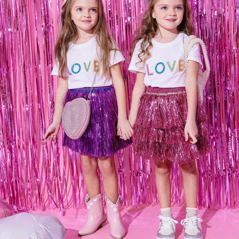 Hot Pink Shimmer Tinsel Party Skirt