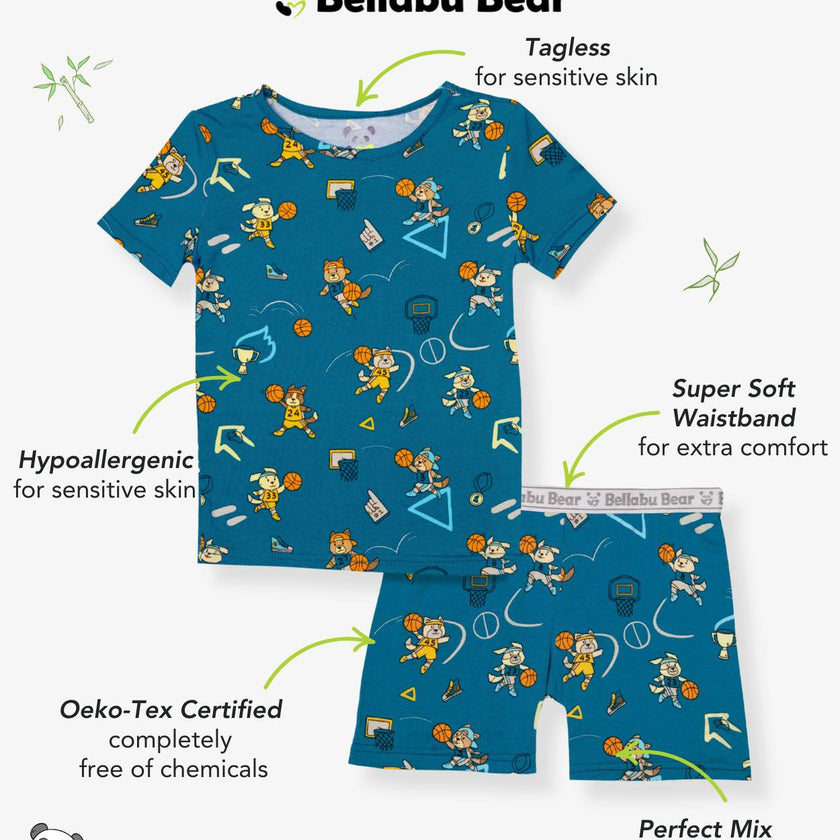 Basketball Pups Bamboo Kids Pajama Short Set
