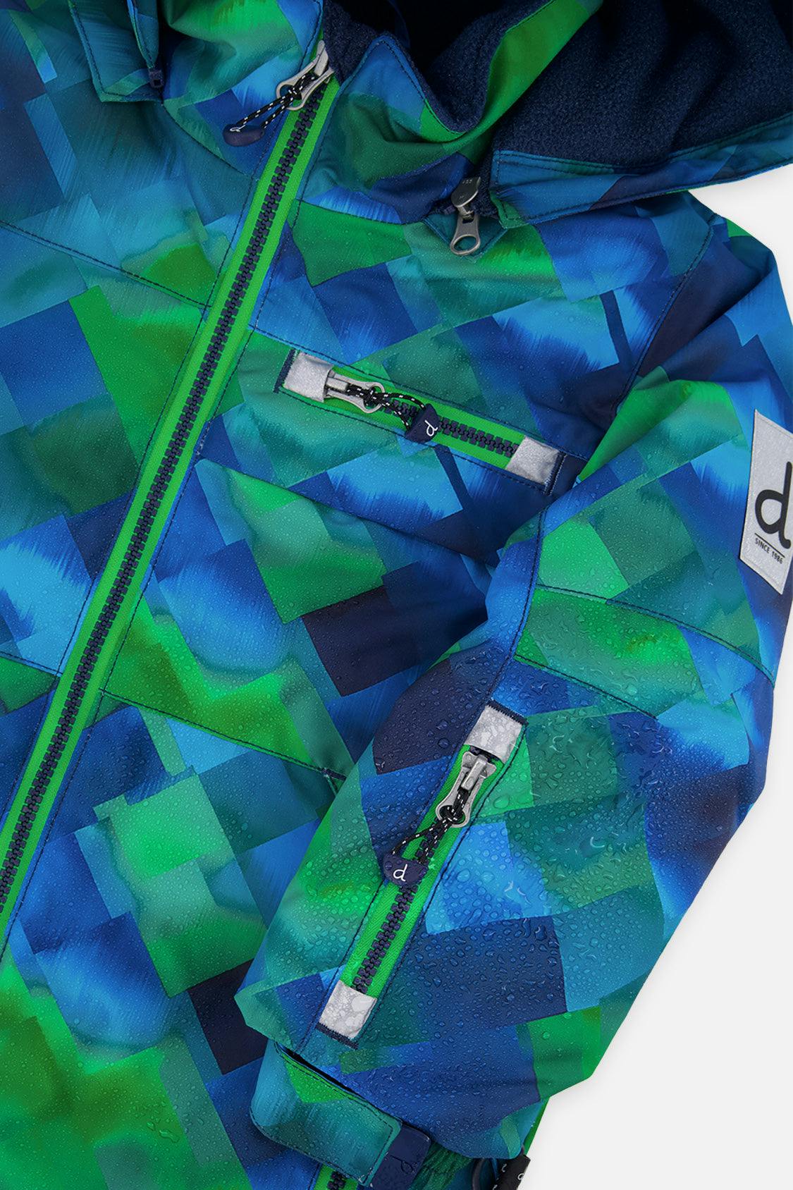 Two Piece Play Snowsuit Blue and Green Checkered Print with Navy Pants