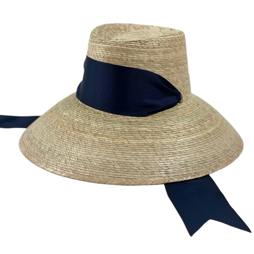 Wildflower Sun Hat (PreOrder Shipping June 15th) - Navy Wide & Short Grosgrain Ribbon