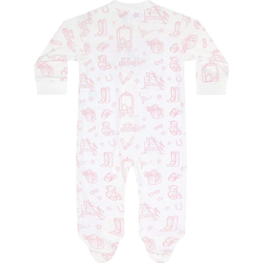 Pink Lone Star Toile Zipper Footie