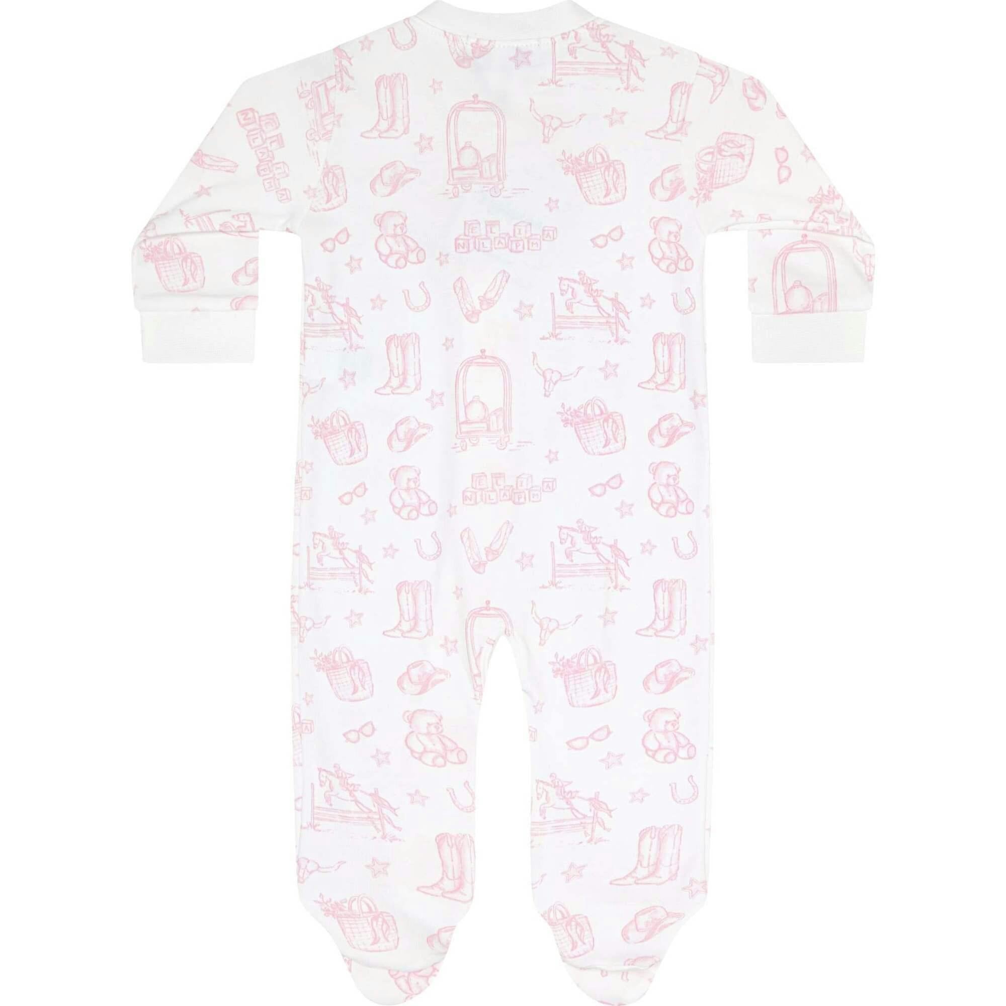 Pink Lone Star Toile Zipper Footie