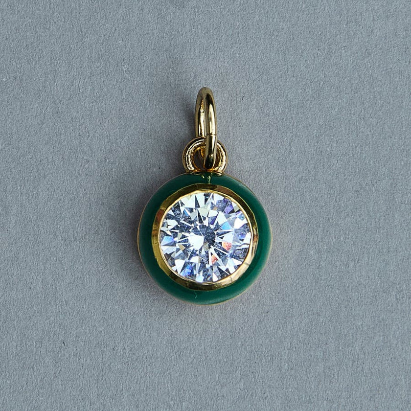 Green Enamel Bezel Charm