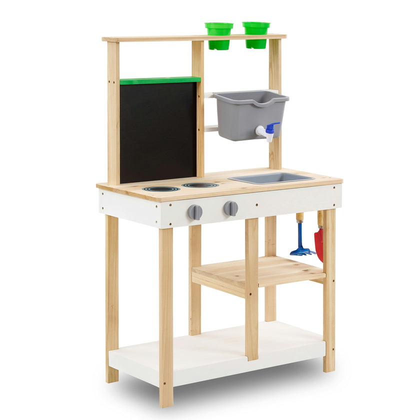 Clover Wooden Mud Kitchen with Water Station and Chalkboard