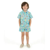 Boys Synthetic Viscose Matching Set | Aqua beach