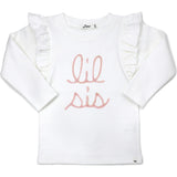 Millie Long Sleeve Tee in 'lil sis' Pink Eyelash Writing