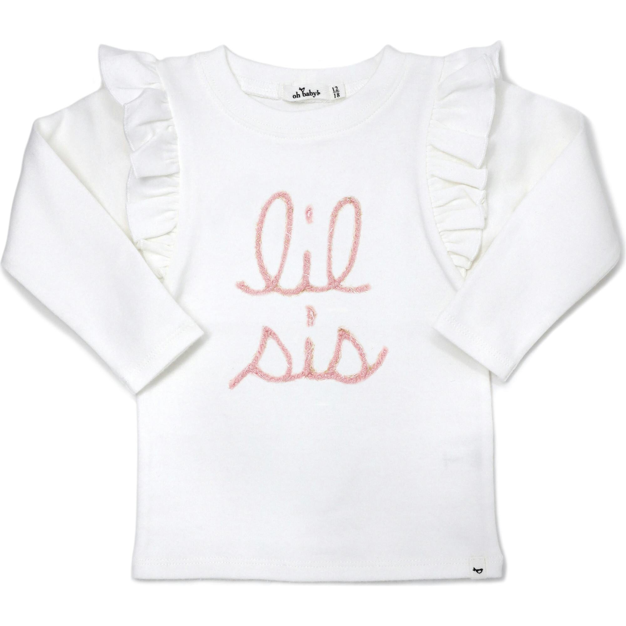 Millie Long Sleeve Tee in 'lil sis' Pink Eyelash Writing