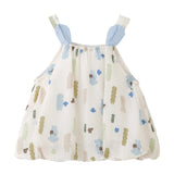 Blue Patterned Shoulder Strap Dress
