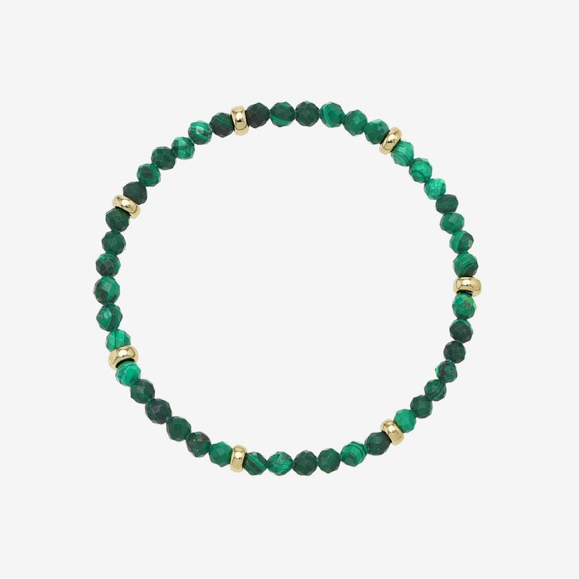 14K Gold Malachite Segment Bead Bracelet