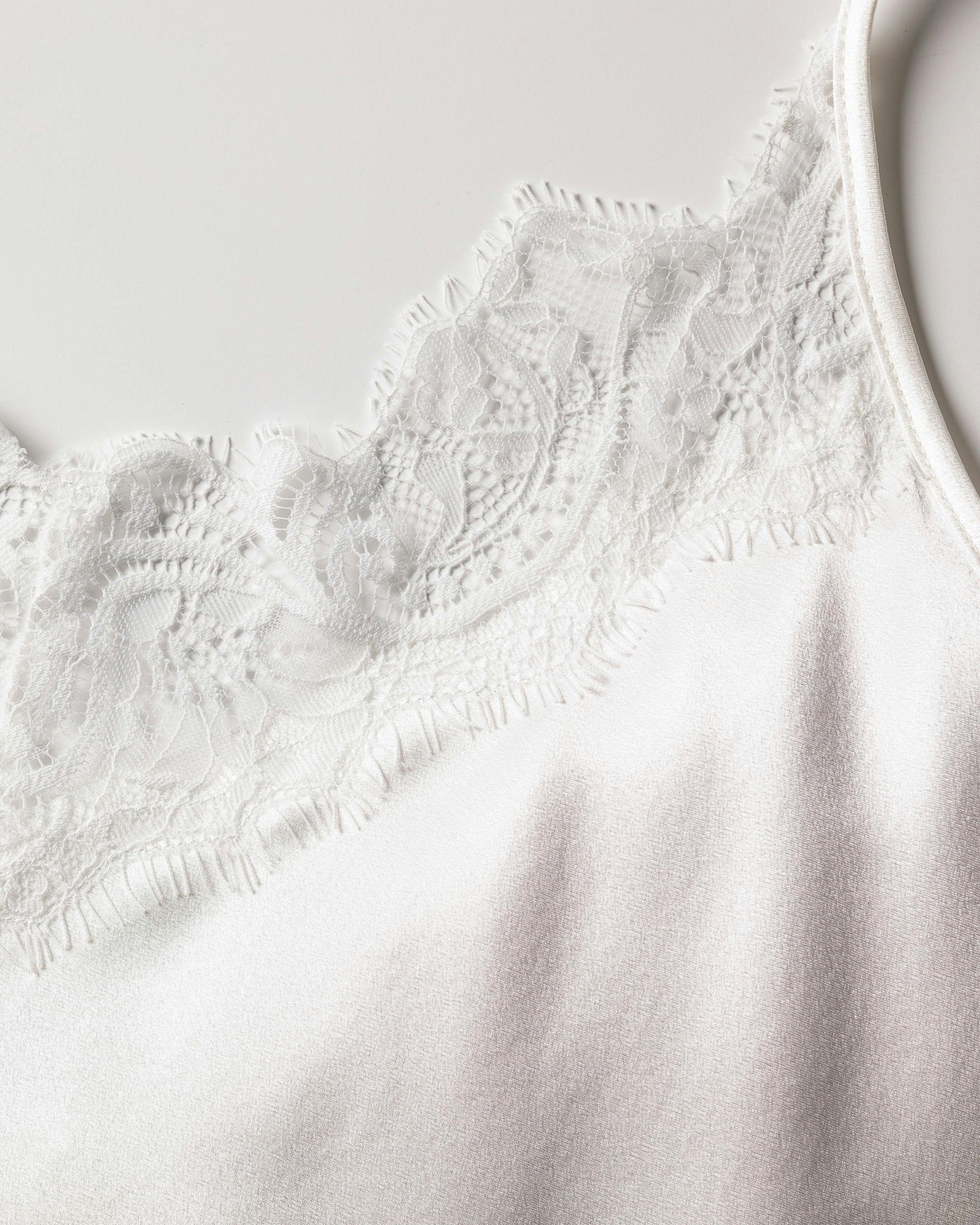 Women's Silk Lace Cami Short Set in White