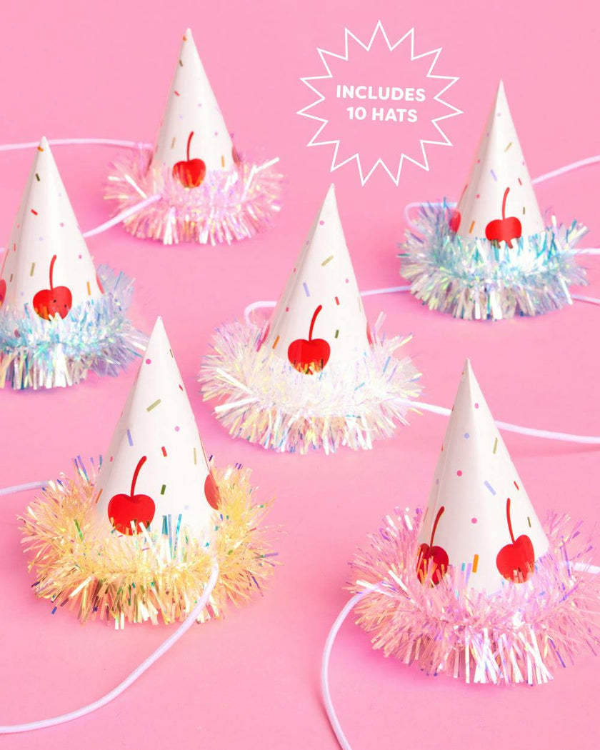 Mini Bday Cake Hats - 10 mini hats