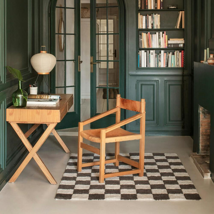 Kitchen Tiles Checkerboard Pattern Washable Rug