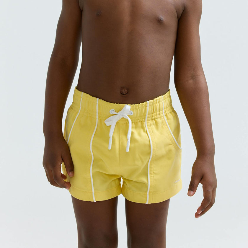 boys soleil yellow panelled boardie