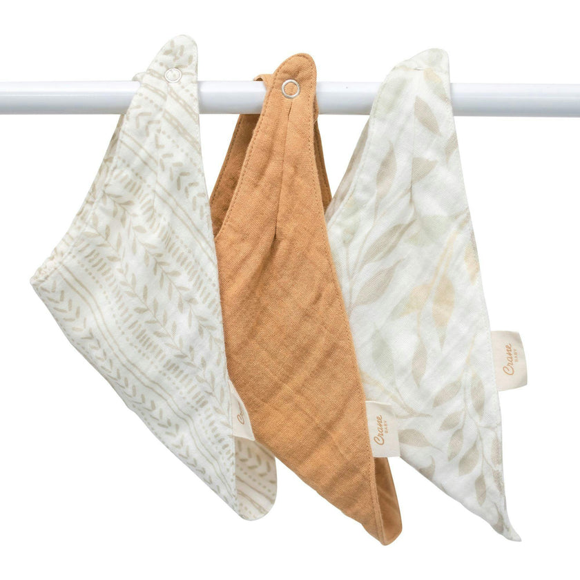Willow 3-pc. Muslin Baby Bib Set (Copper/Leaf)