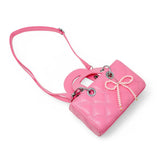 Quilted Rectangle Bow Charm Handbag