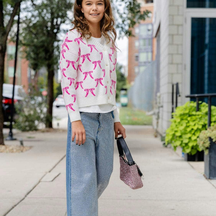 Pretty in Pink Bow Cardigan