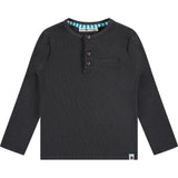 Waffle Ribbed Long Sleeve Henley T-Shirt