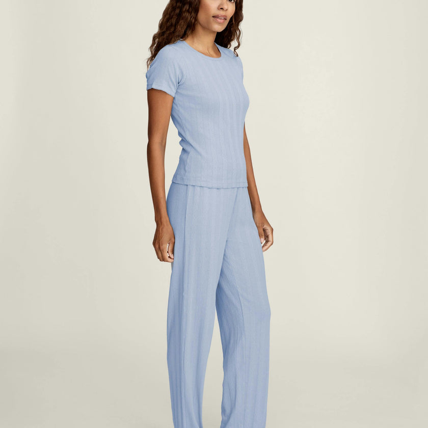 Women's Pointelle T-Shirt in Periwinkle