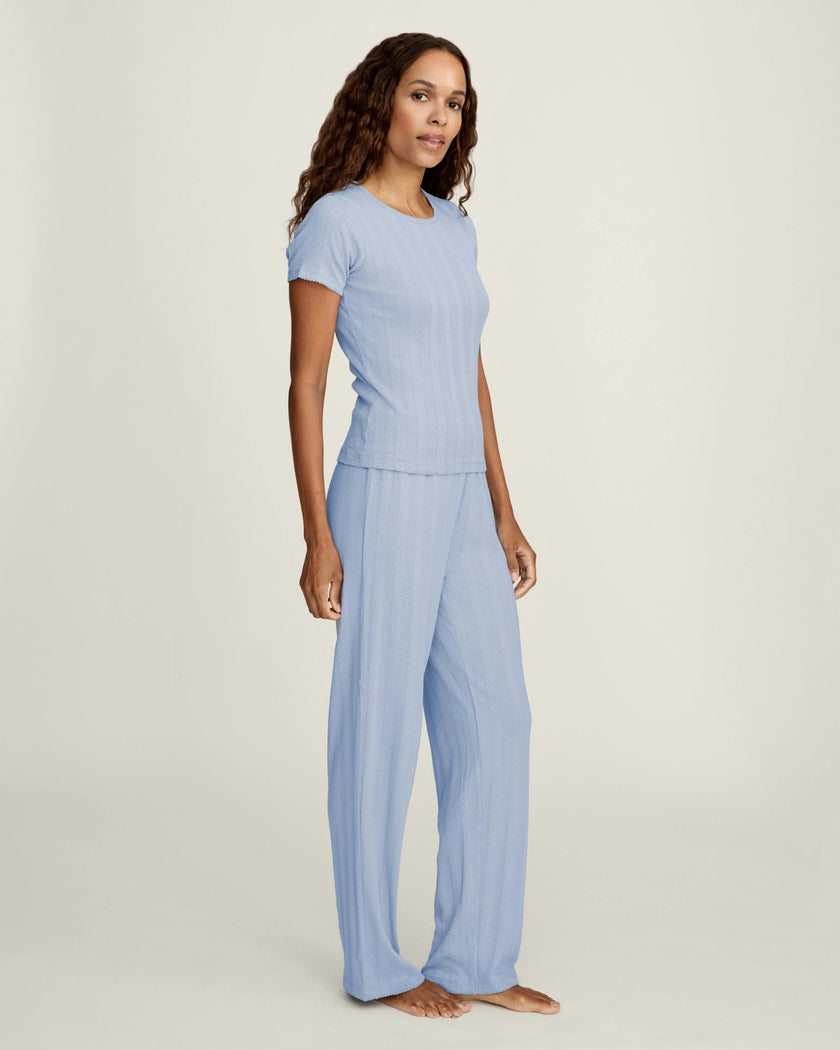 Women's Pointelle T-Shirt in Periwinkle