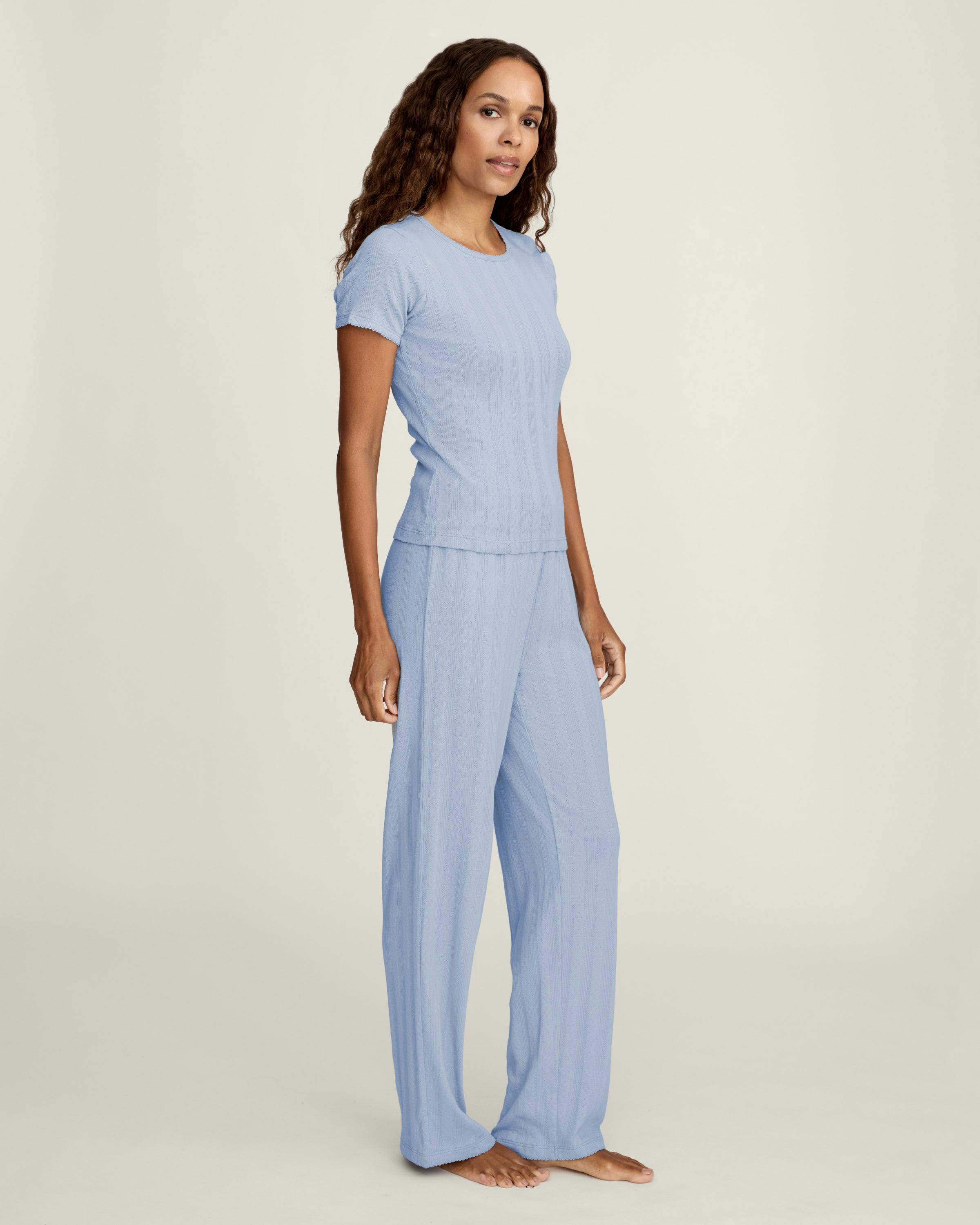 Women's Pointelle T-Shirt in Periwinkle