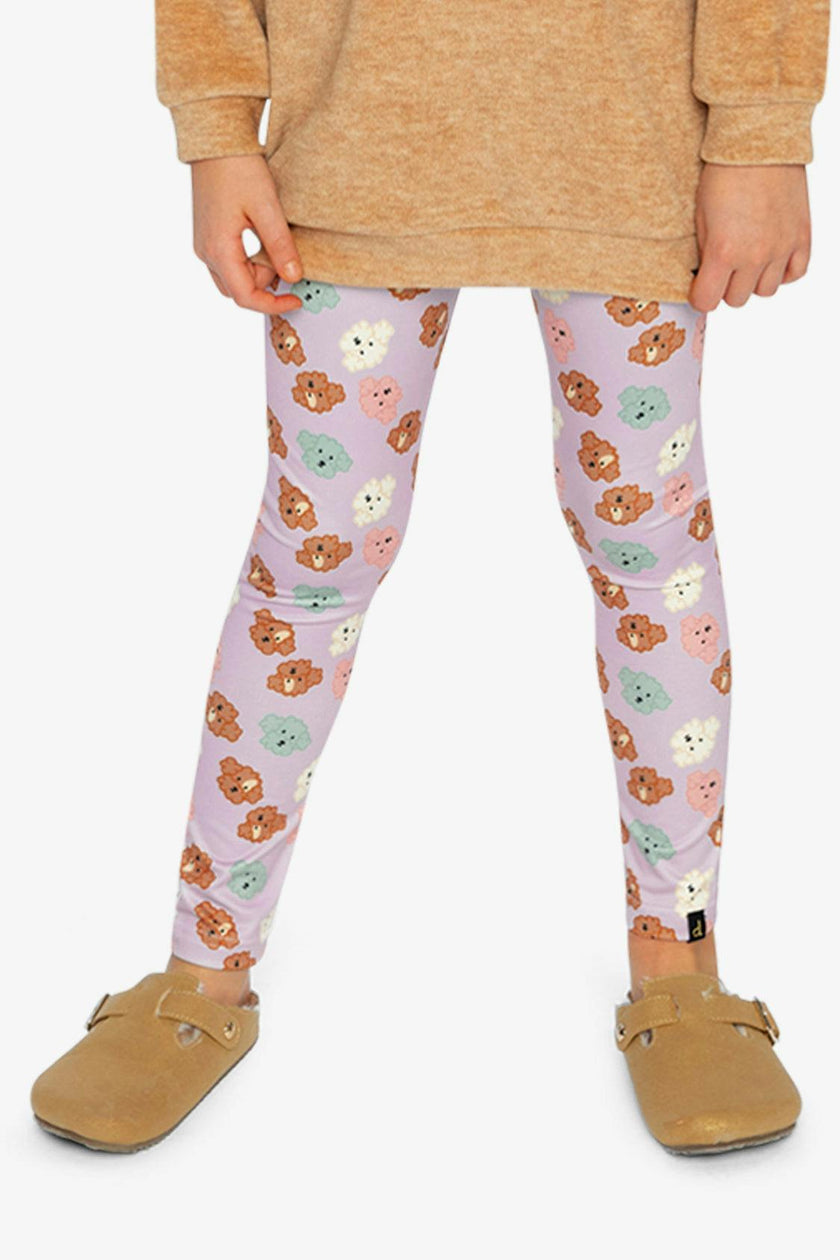 Organic Cotton Leggings Purple Poodle Print