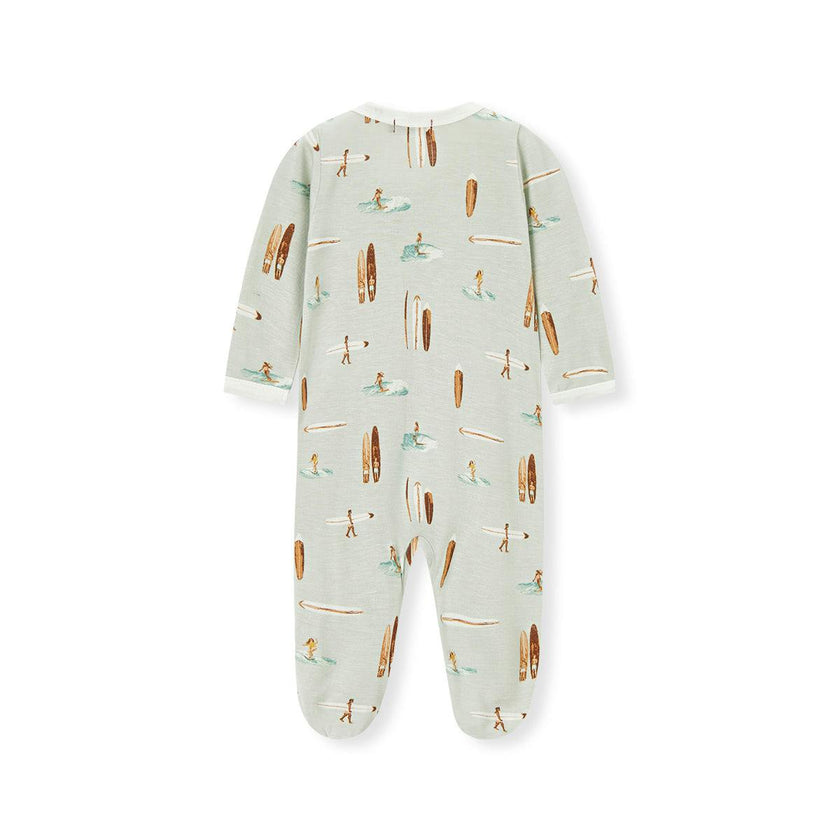 Vintage Surf Bamboo Zipper Footed Romper