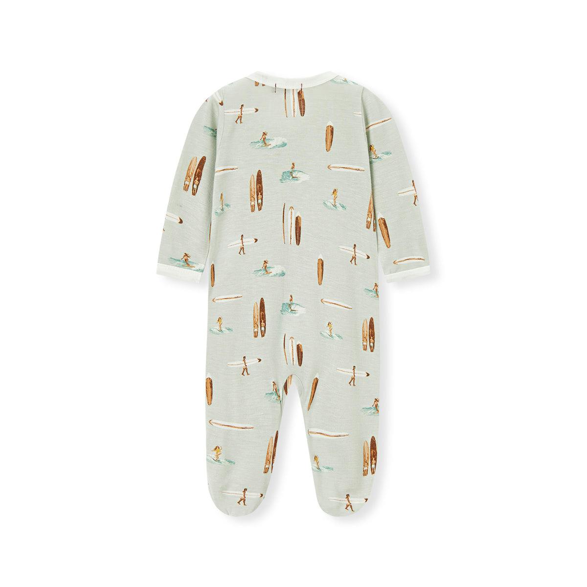 Vintage Surf Bamboo Zipper Footed Romper