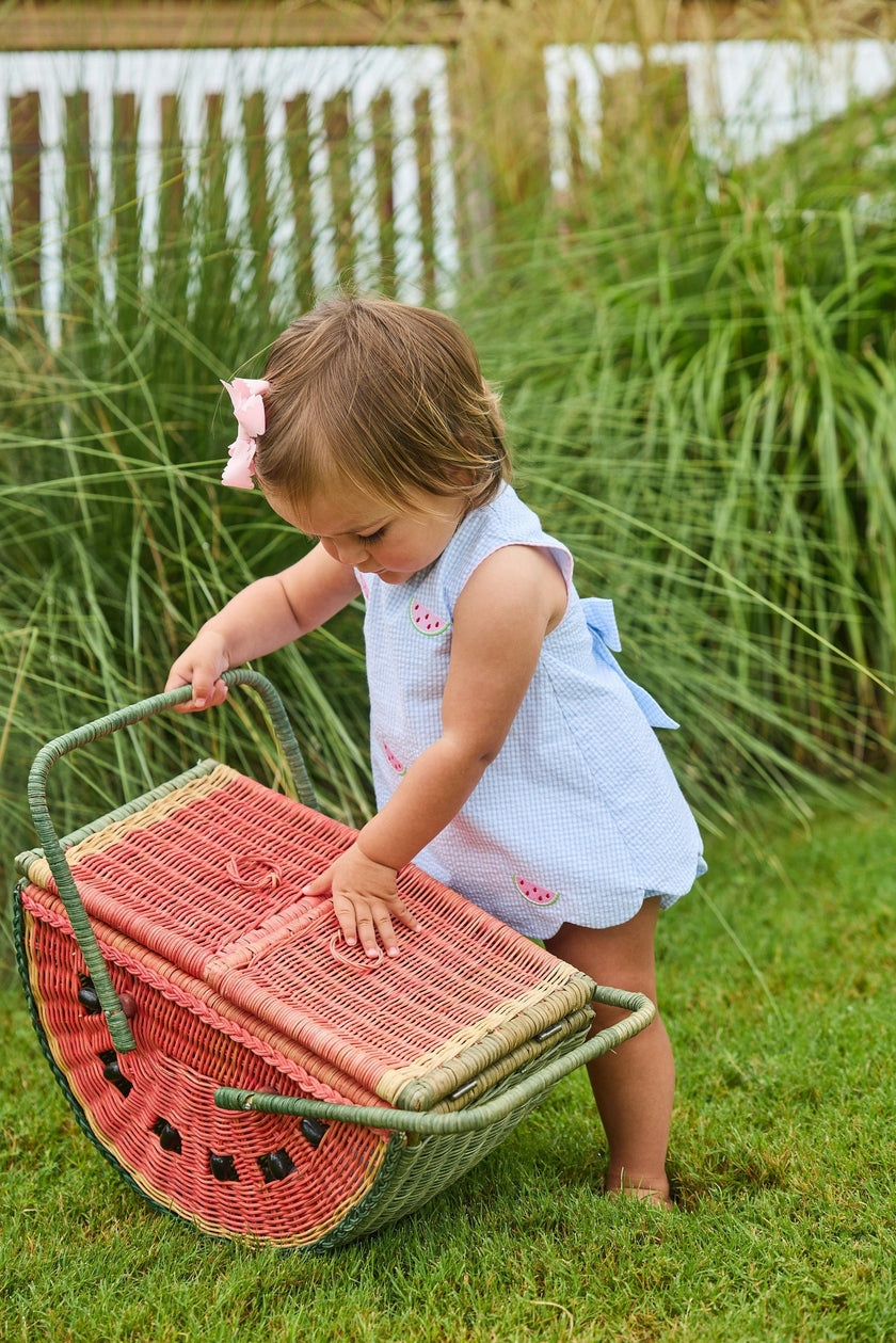 Embroidered Bow Back Bloomer Set - Watermelon