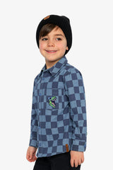 Chambray Shirt Blue Checkered Print