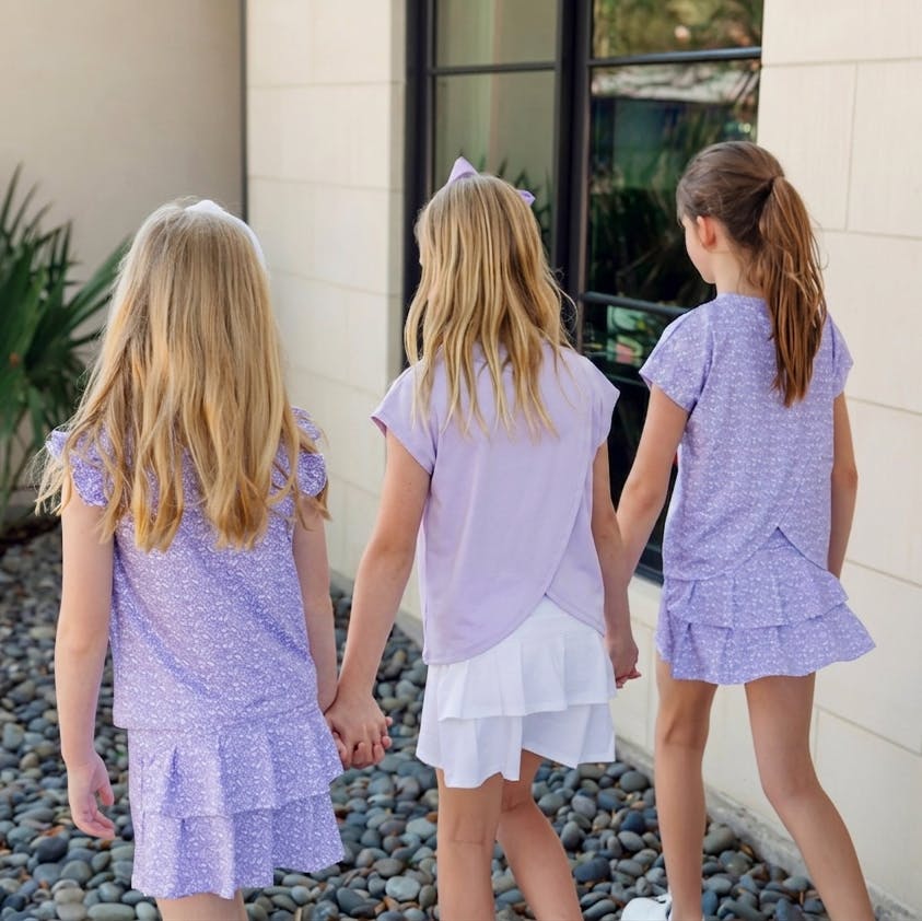 Sloane Girls' Short Sleeve Performance Top by LH Sport - Lavender