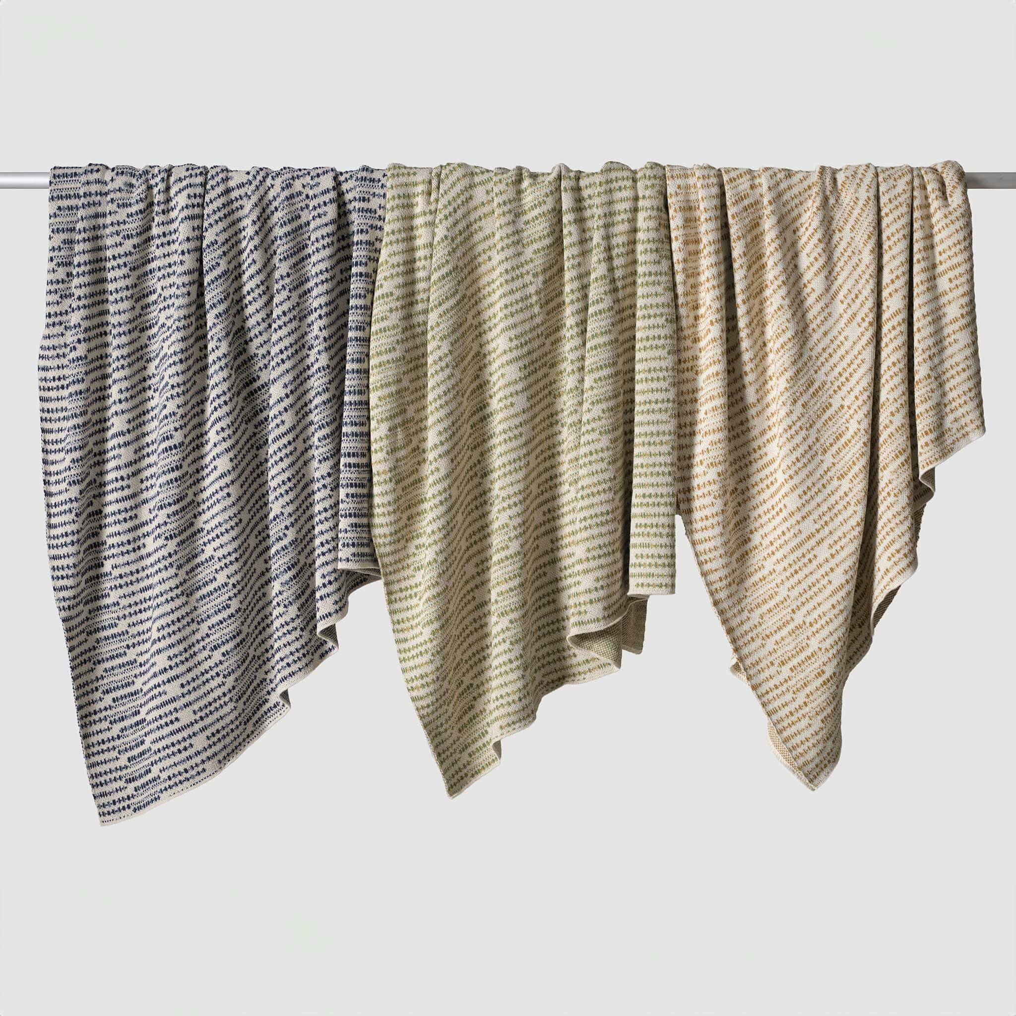 Cotton Sustainable Knit Striped Throw Blanket - Sand Stone