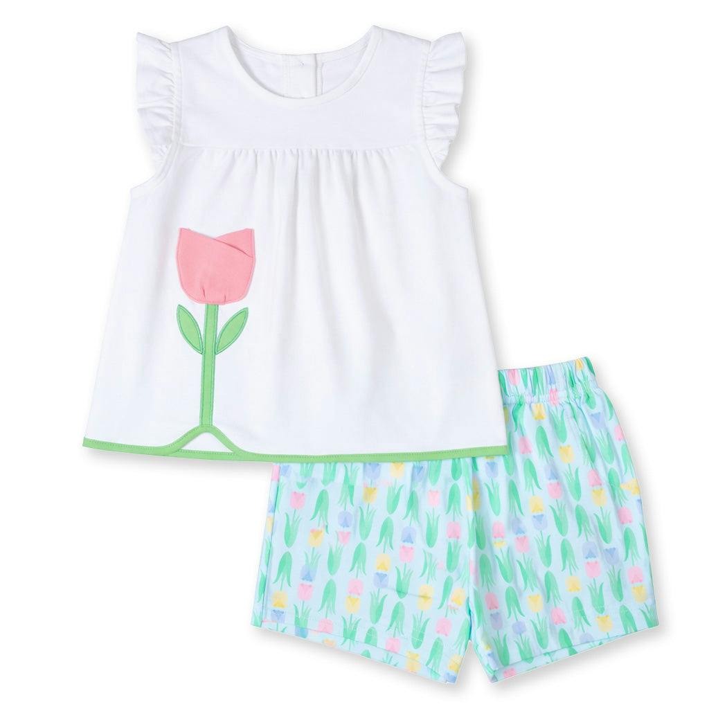 Printed Knit Tulip Short Set