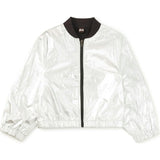 Metallic Bomber Jacket, Silver
