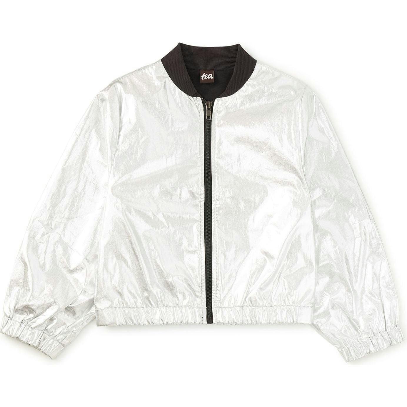 Metallic Bomber Jacket, Silver