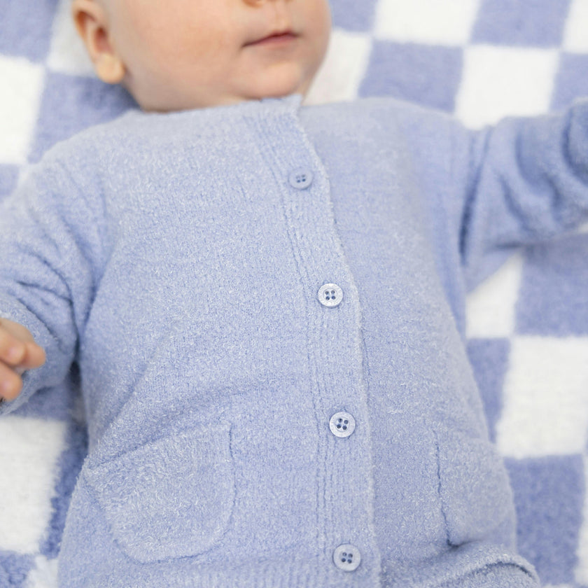 Chenille - Dusty Blue Button Down Cardigan 4 Piece Set