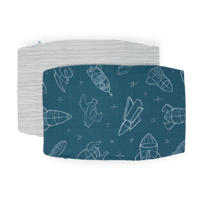 Cotton Muslin Pillowcase 2 Pack - Blast Off