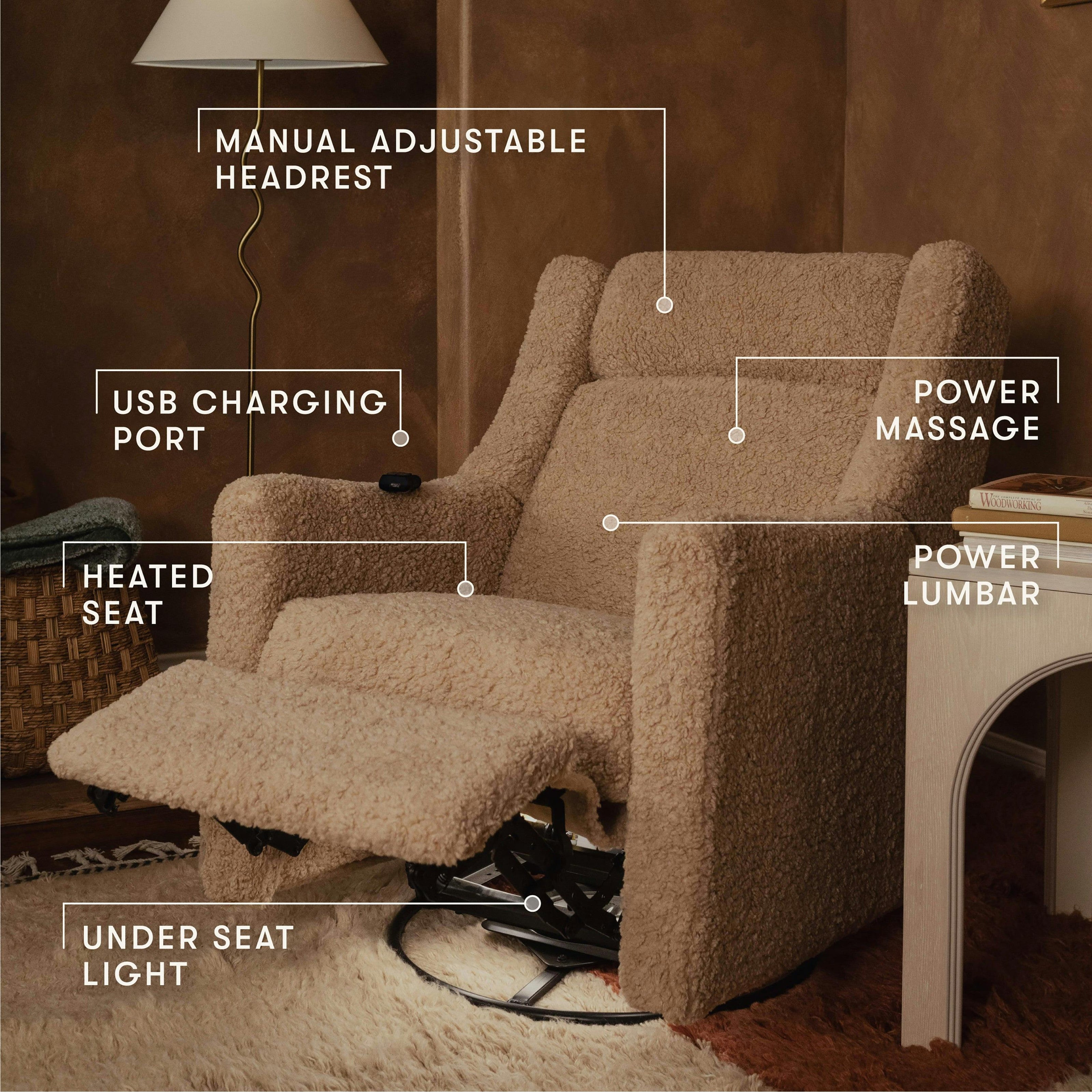 Babyletto Kiwi Deluxe Power Recliner and Swivel Glider with Heat and Massage