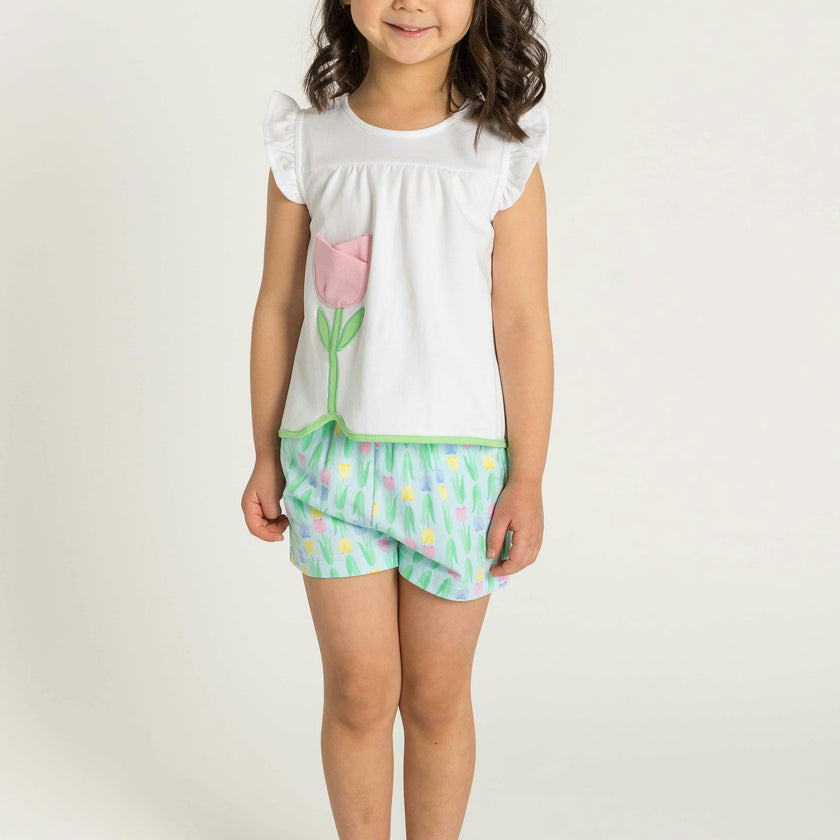 Printed Knit Tulip Short Set