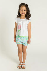 Printed Knit Tulip Short Set