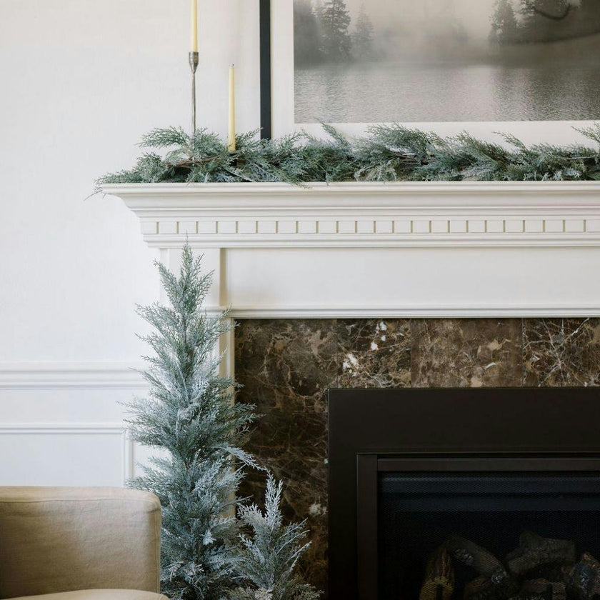 9' Flocked Cedar Garland
