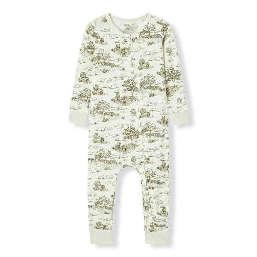 Country Toile Luxe Stretch Zipper Pajama